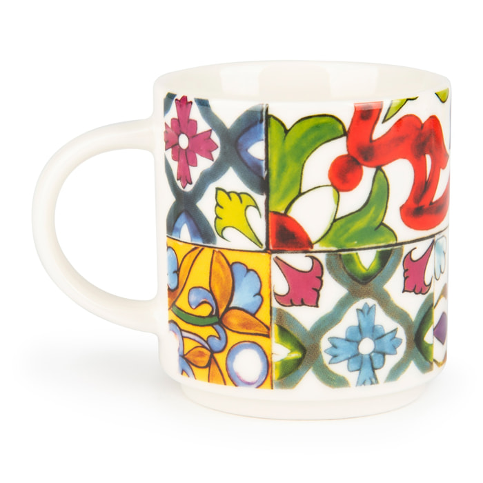 Set 6 Tasses à Café Excelsa – Lisbona, New Bone China Multicolore