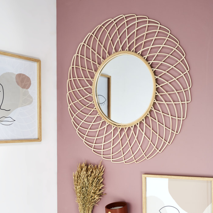 Miroir Rotin Rosace 90cm