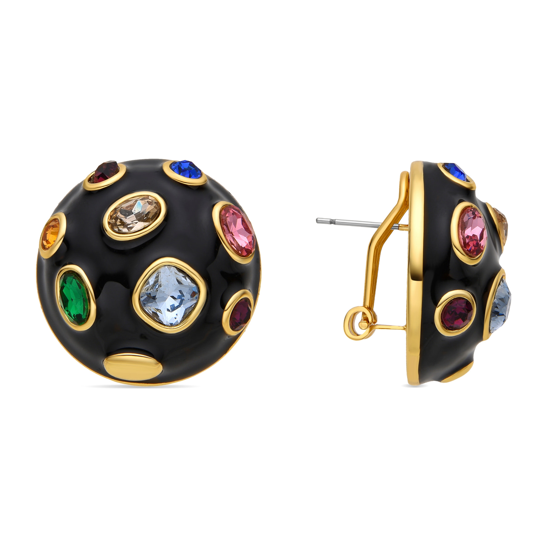 Pendientes con Circonita Multicolor acabado oro 18k