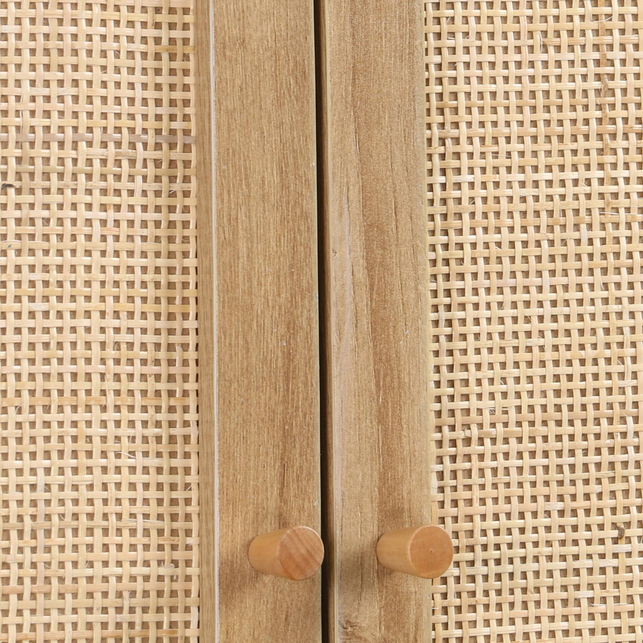 Etagère meuble WC décor bois et cannage BOHÈME