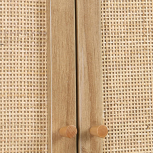 Etagère meuble WC décor bois et cannage BOHÈME