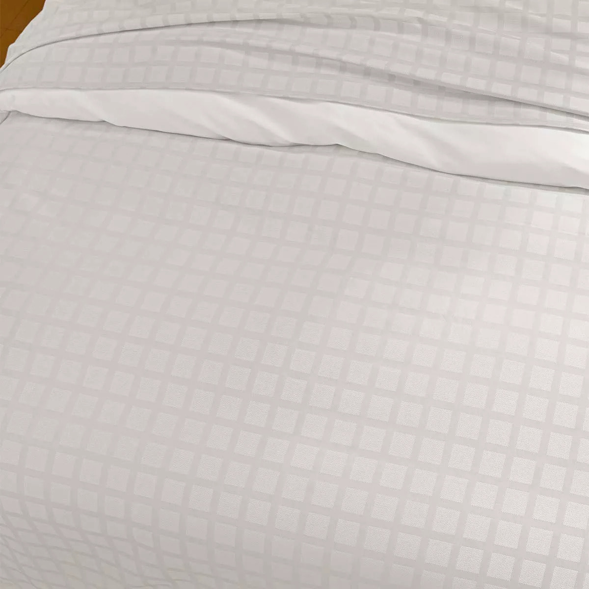 Housse de couette satin de coton motif jacquard blanc Allegria neige