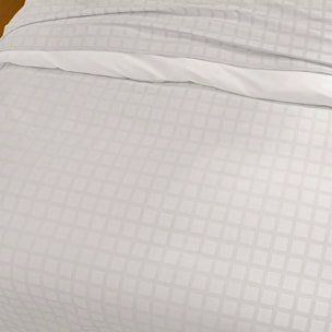 Housse de couette satin de coton motif jacquard blanc Allegria neige