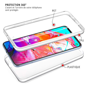 Coque Samsung Galaxy A70 360° intégrale protection avant arrière silicone transparente