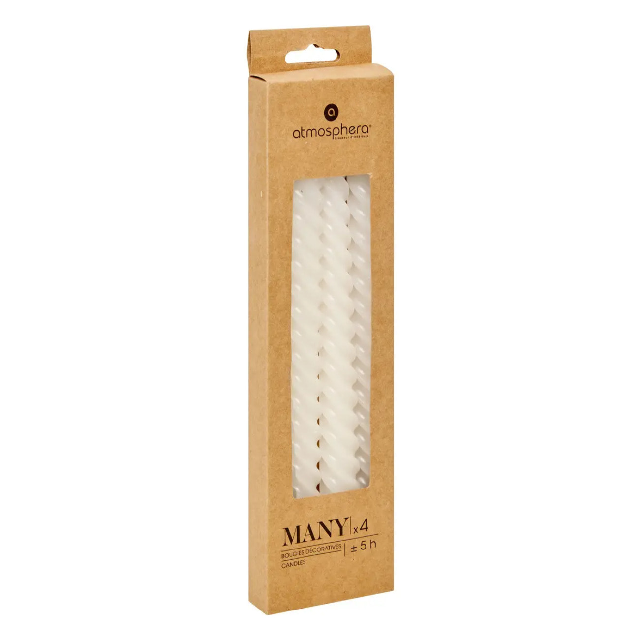 4 bougie-bâtons "Twist many" blanc 180g