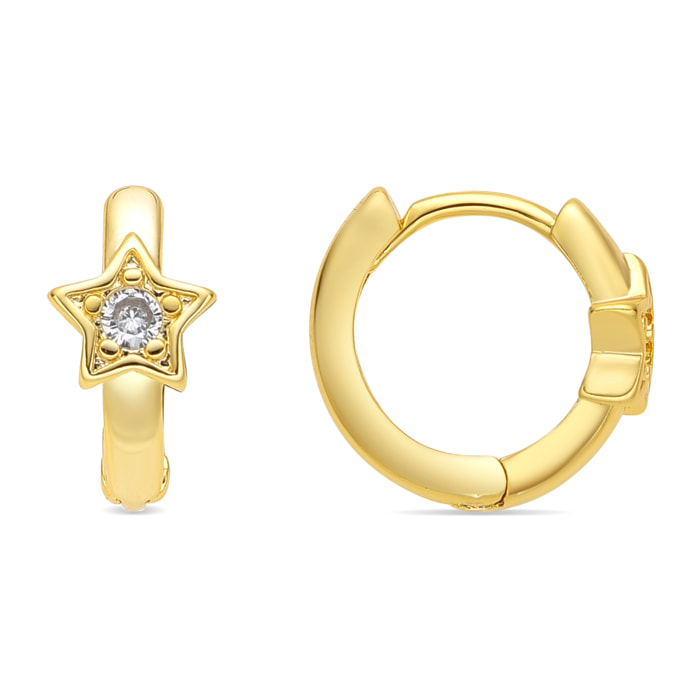Pendientes acabado oro amarillo de 18k y Circonita Brillante