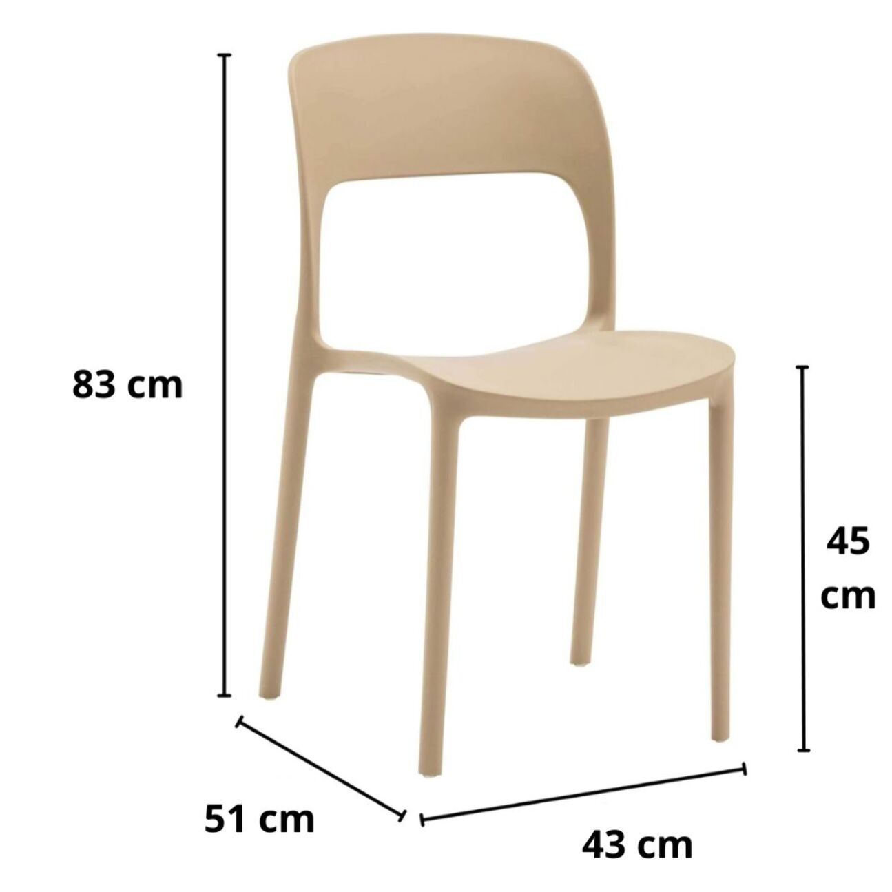 Set di 4 sedie SOUTH BEACH in polipropilene beige