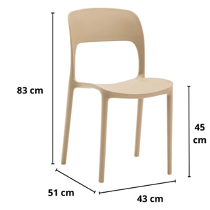 Set di 4 sedie SOUTH BEACH in polipropilene beige
