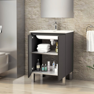 Conjunto de Baño Lust | 60 cm Negro Mate | Dos Puertas | Lavabo Encastrado | No incluye Espejo | Mueble Montado | Alday
