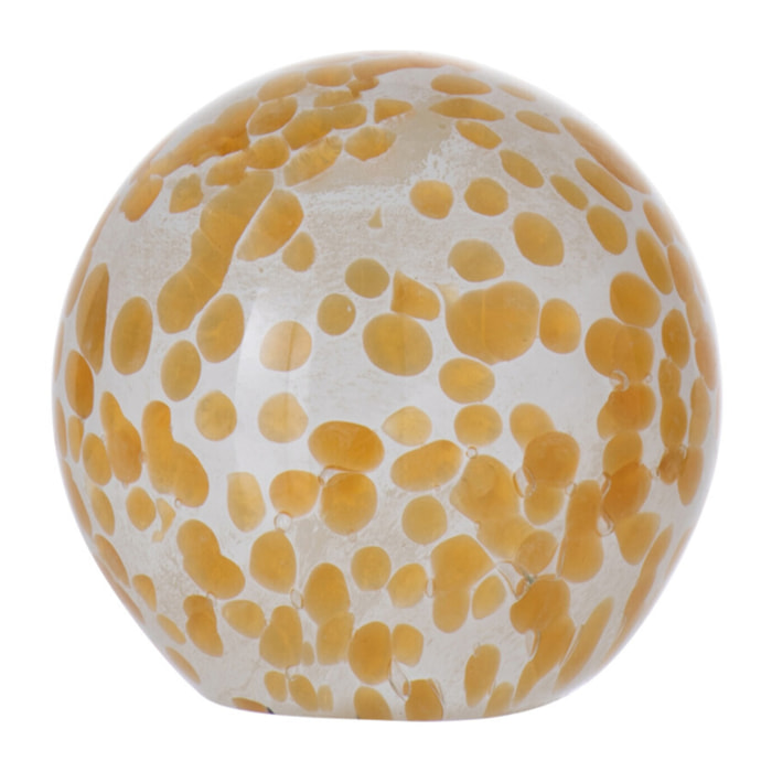 J-Line décoration Presse-Papier Pois - verre - jaune - small