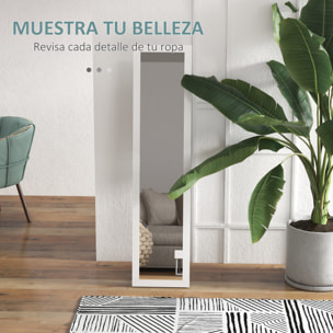 Espejo de Cuerpo Entero 37x155 cm Espejo de Pie Espejo de Pared Forma Rectangular con Marco de Madera Decorativo para Salón Dormitorio Pasillo Blanco