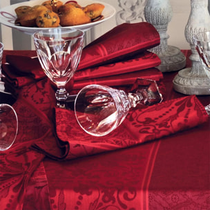 Serviette pur coton motif jacquard bordeaux Cassandre grenat