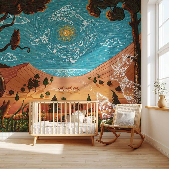Papier peint océan mythologique chambre enfant Intissé
