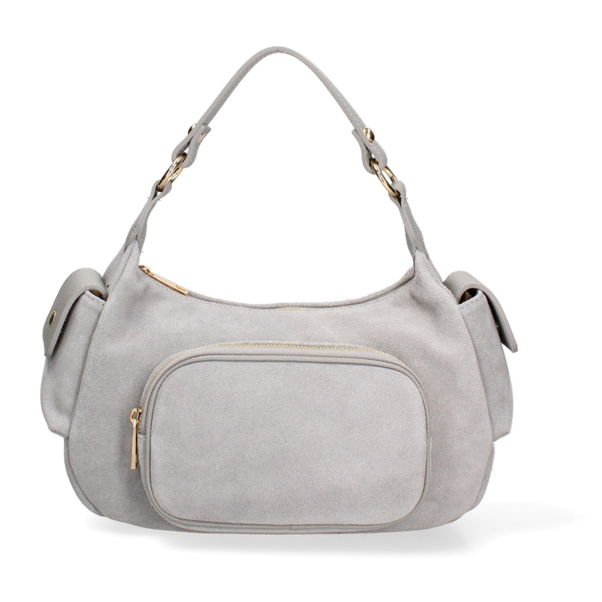 Borsa a spalla da donna Made in Italy - Modello Ardena - Pelle scamosciata - 30.0 x 17.0 x 12.0 cm