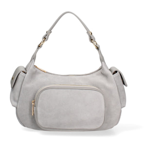 Borsa a spalla da donna Made in Italy - Modello Ardena - Pelle scamosciata - 30.0 x 17.0 x 12.0 cm