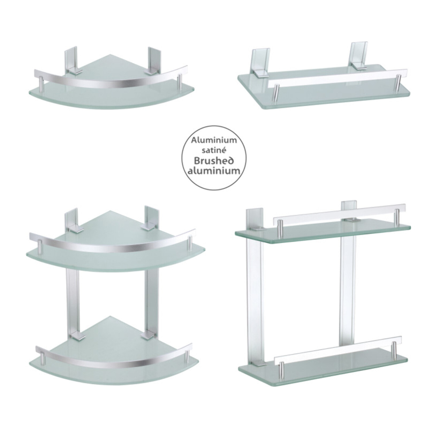 Etagère de douche à  fixer TABARCA Alu & Verre MSV