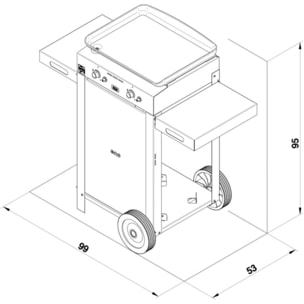 Plancha gaz ENO Combo Initial 50 Inox 2 brûleurs sur chariot, 47x36 cm