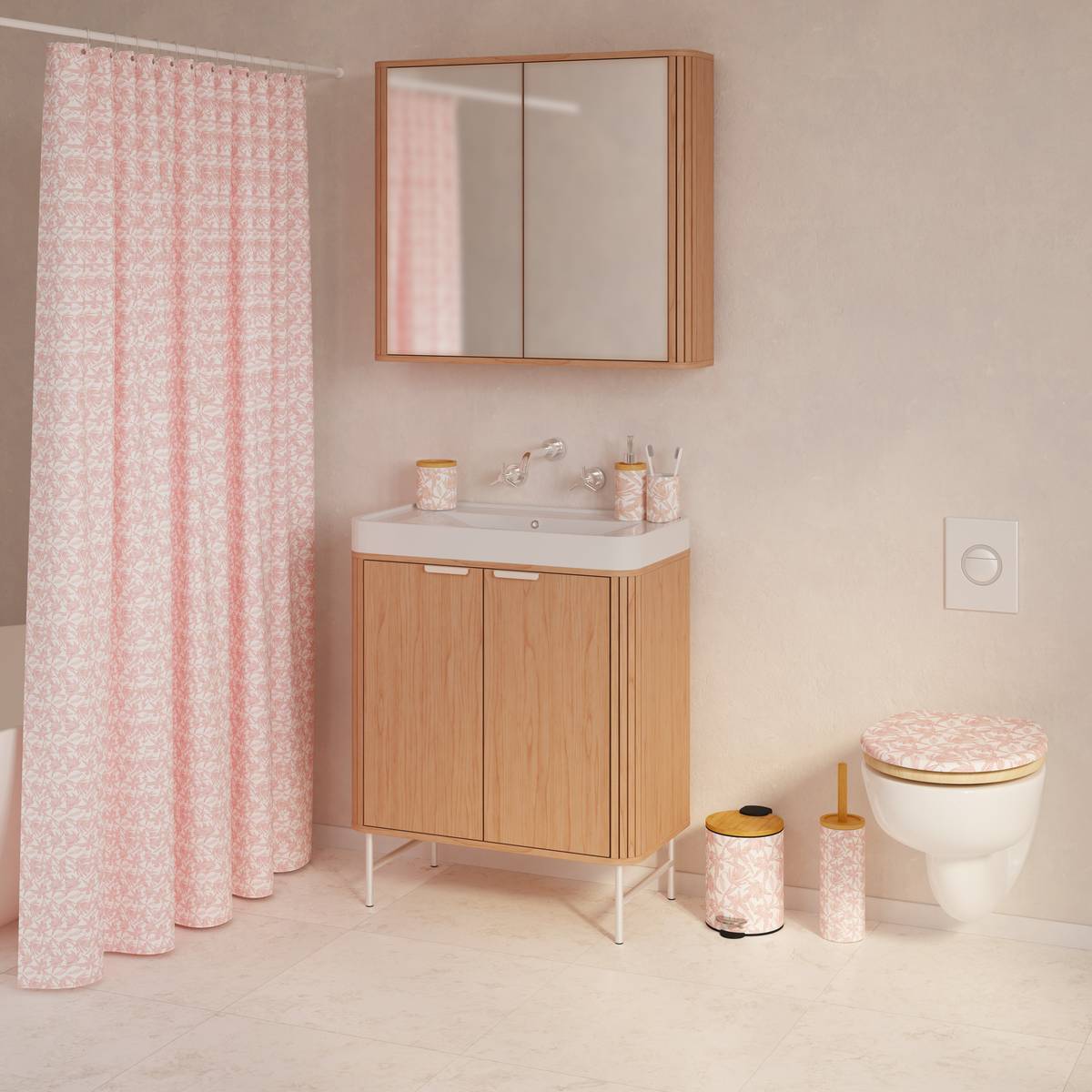 Poubelle Bloom ronde 2,7L rose
