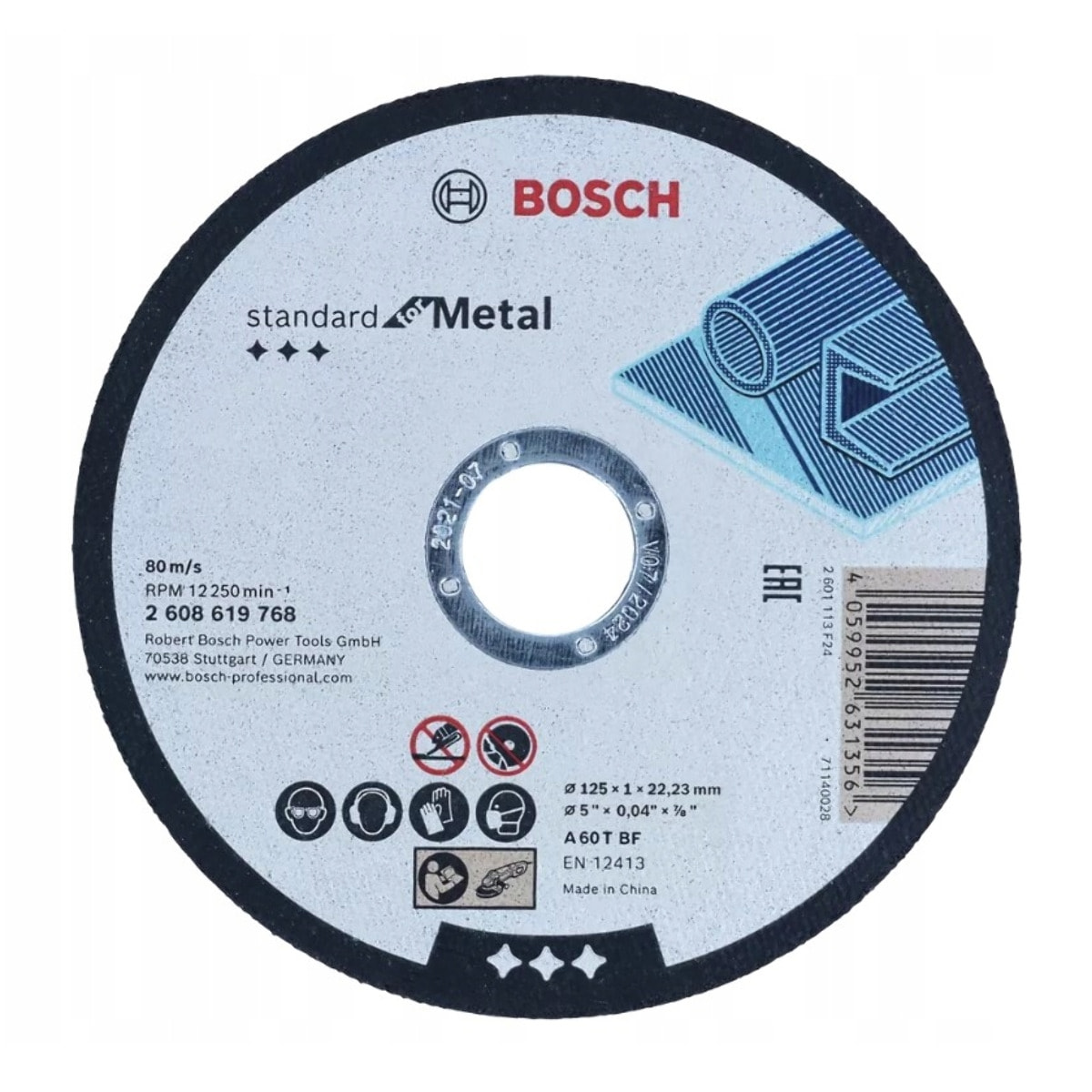Disque à tronçonner droit standard pour métal - 125 x 1 x 22,23 mm - Seau de 100 pièces - BOSCH - 2608626116