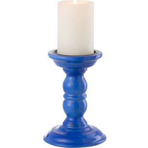 J-Line Bougeoir Haltère Bois De Manguier Bleu