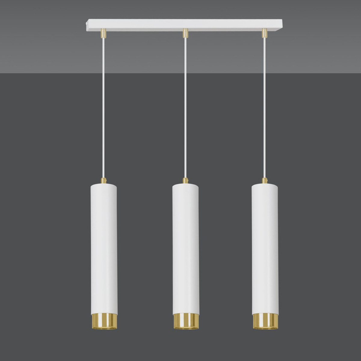 Lampada a sospensione KIBO in acciaio bianco e oro