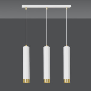 Lampada a sospensione KIBO in acciaio bianco e oro
