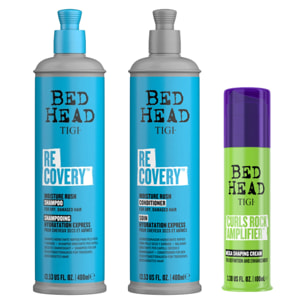 TIGI Kit Bed Head Idratante Recovery Moisture Rush Shampoo 400ml + Conditioner 400ml + Curls Rock 100ml
