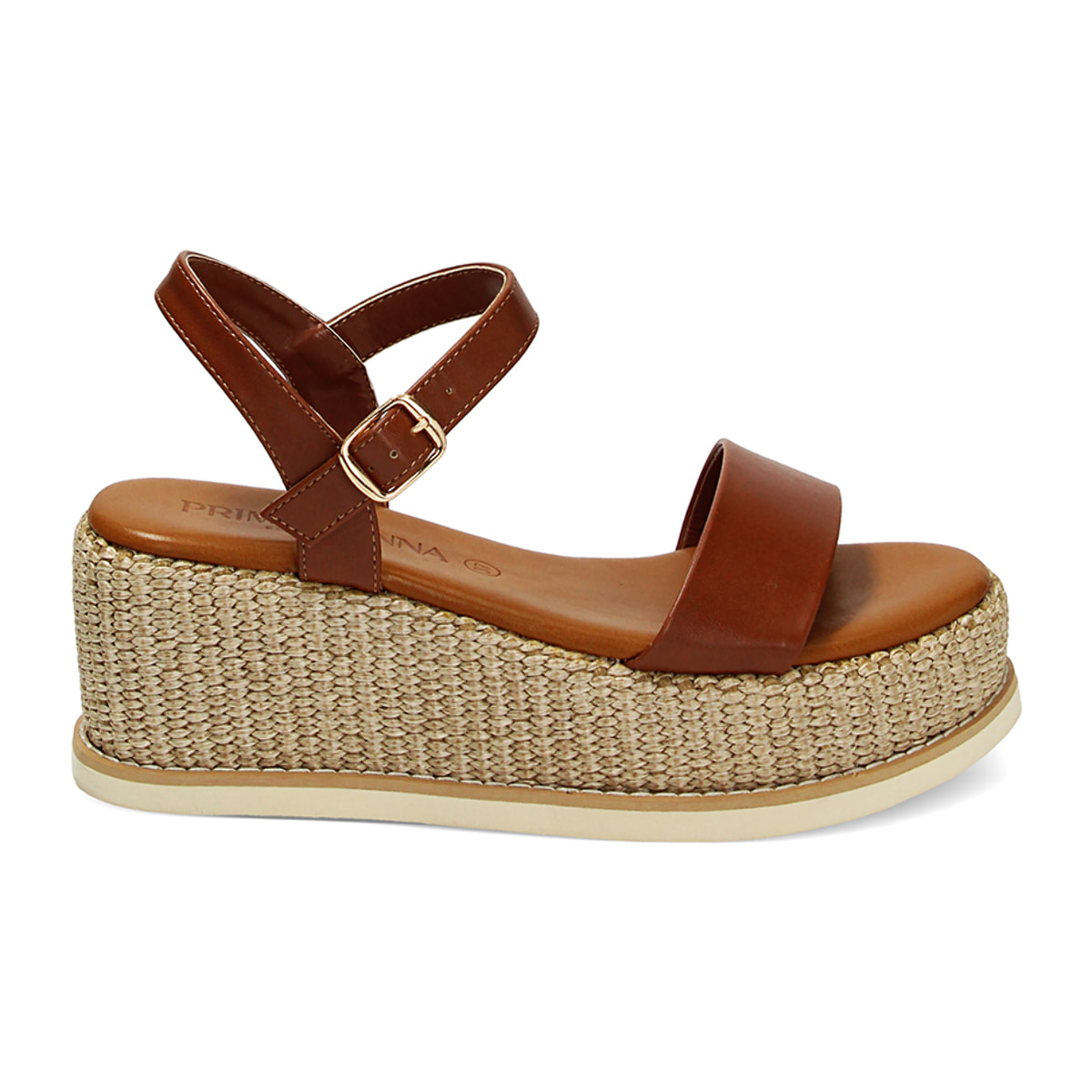 Zeppe marroni, platform rafia 6,5 cm