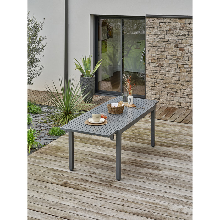 ORSINO - Table de jardin 8 places en aluminium - Gris anthracite
