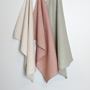Torchon de cuisine en coton à fines rayures tissées - Beige