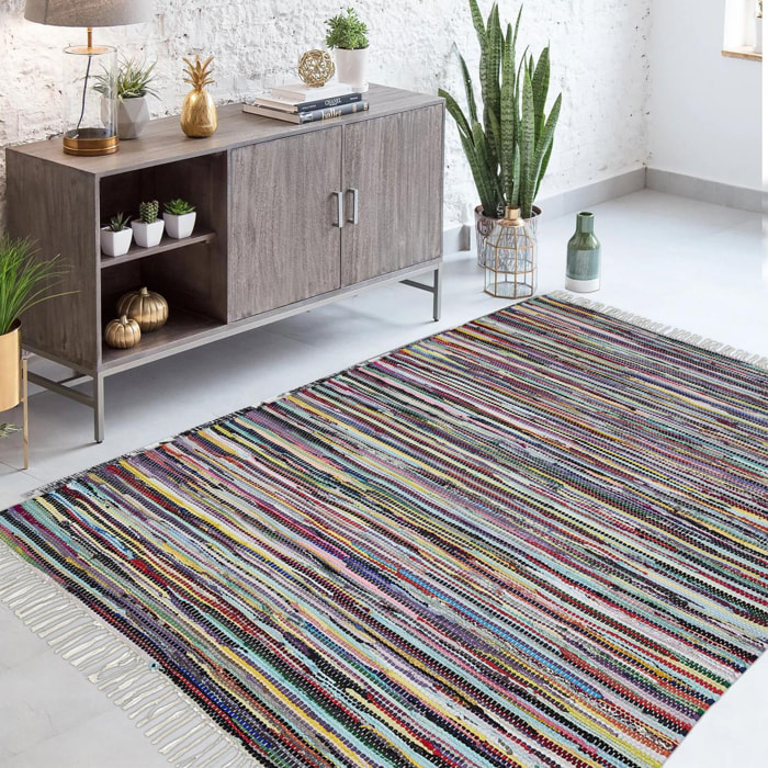 Tapis kilim tissé en coton motif ethnique FOPI