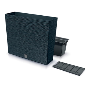 Macetero color antracita, con depósito, colección FURU, de 58 x 18 x 49,8 cm, capacidad de 12 L.
