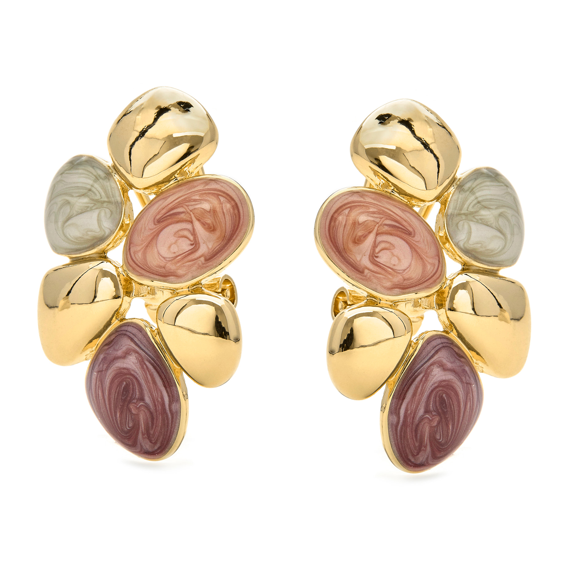 Pendientes de Resina Naranja acabados en oro amarillo de 18K