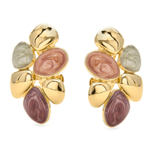 Pendientes de Resina Naranja acabados en oro amarillo de 18K