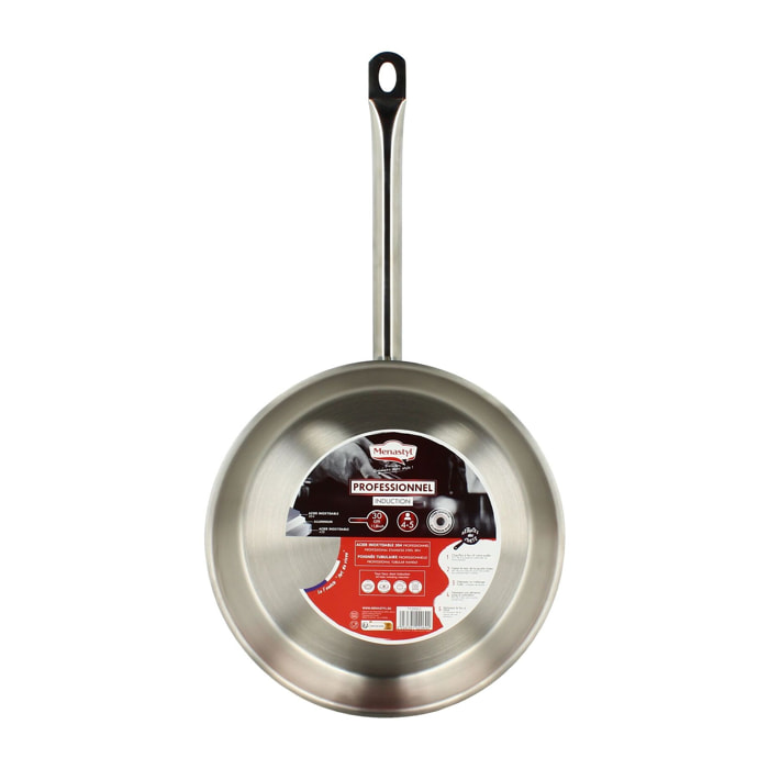 Poêle professionnelle en acier inoxydable 30cm - tous feux PROFESSIONNEL