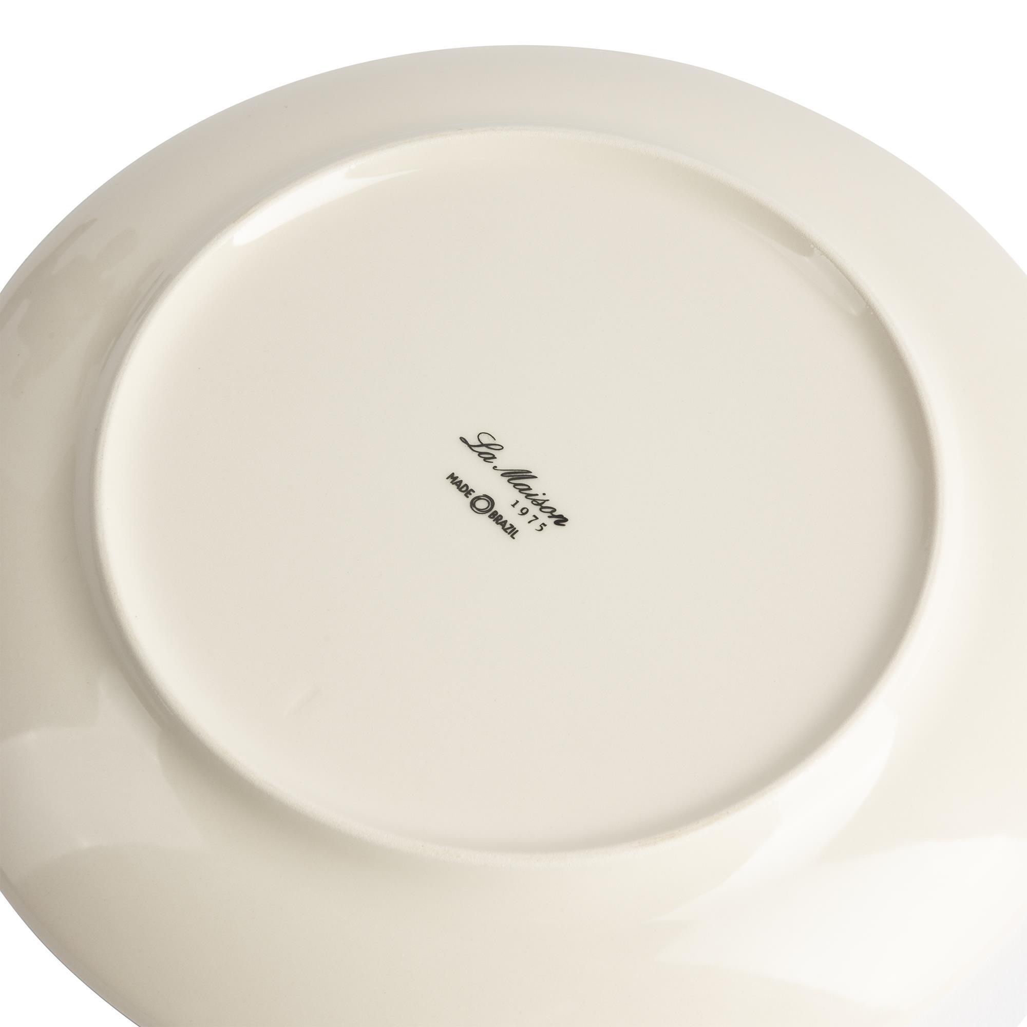 Set de vajilla de 12 piezas de gres con lunares negros (4 platos llanos 27 cm, 4 platos hondos 21 cm y 4 platos de postre 19 cm) – Dots La Maison