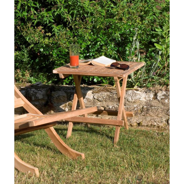 HARRIS - Table pique nique de jardin carrée 50x50cm en bois Teck