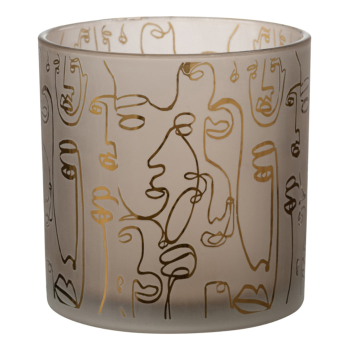 J-Line photophore Happy Faces - verre - beige - medium