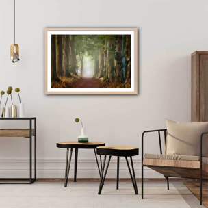 Affiche paysage sur le chemin Affiche + cadre en bois - Chêne