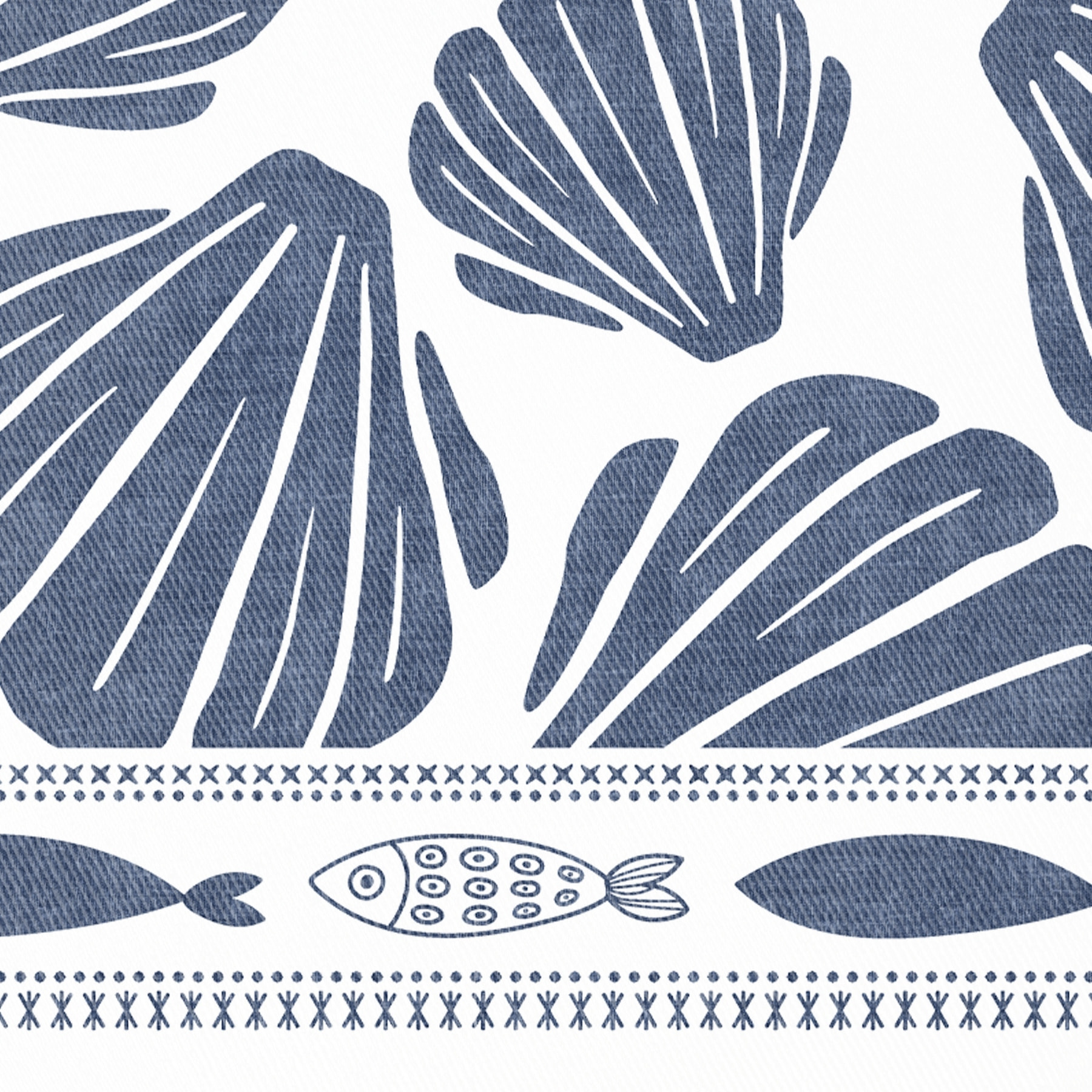 Nappe imprimée anti-tâches COQUILLAGE BLEU