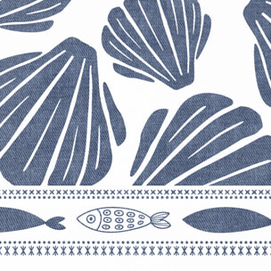 Nappe imprimée anti-tâches COQUILLAGE BLEU