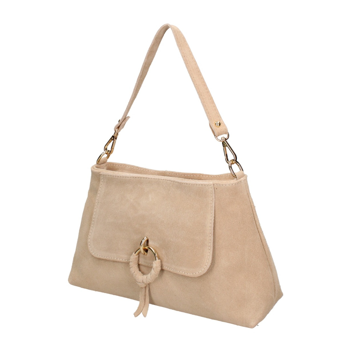 Borsa a mano da donna Made in Italy - Modello Celeste Pro - Pelle scamosciata - 30.0 x 17.0 x 9.0 cm