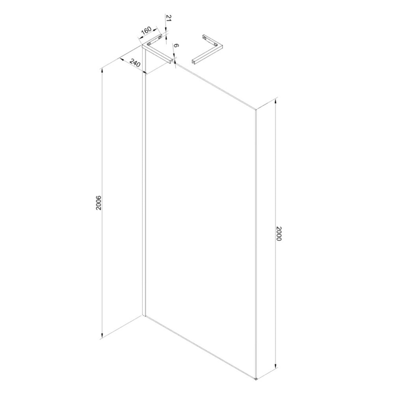 Bras de montage à droite Walk-In, noir (SATLZAV1PC)
