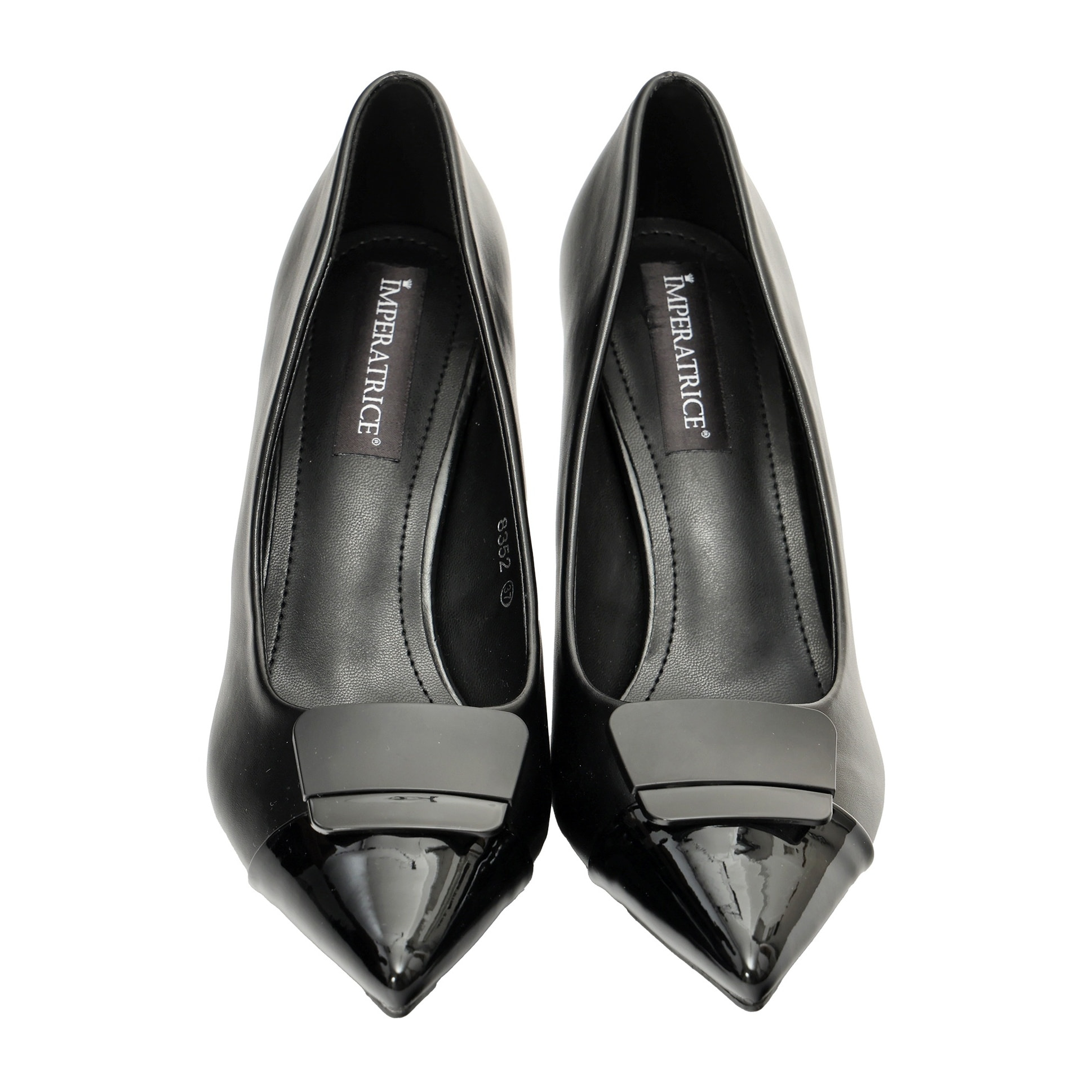 Decolletè in simil pelle con applicazione