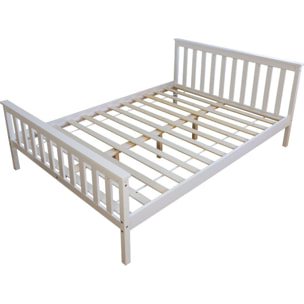 Letto piazza e mezzo in legno massiccio bianco con rete a doghe HomeStyle4U Multicolor