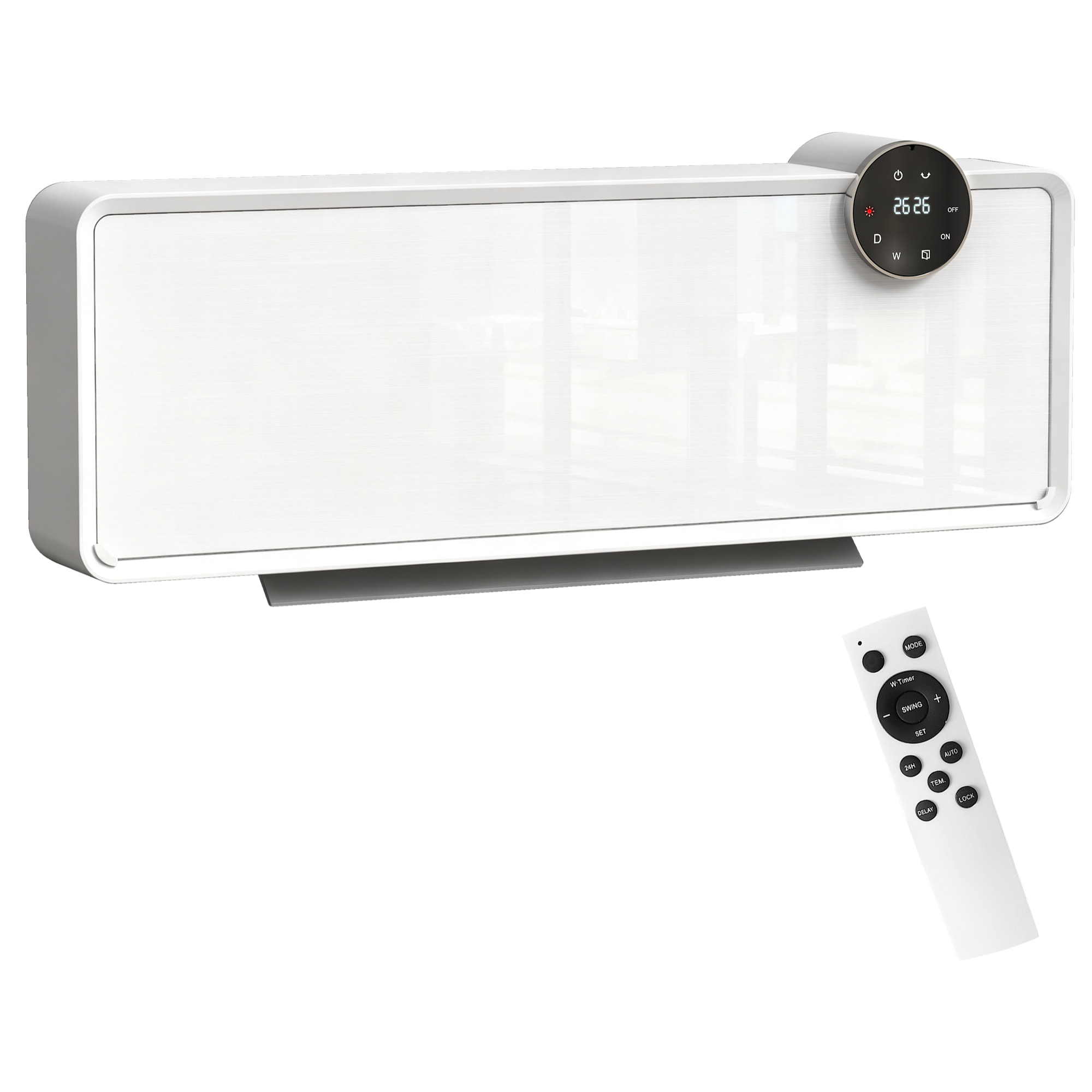 Chauffage soufflant mural 2000W chauffage céramique PTC radiateur réglable timer oscillant télécommande blanc