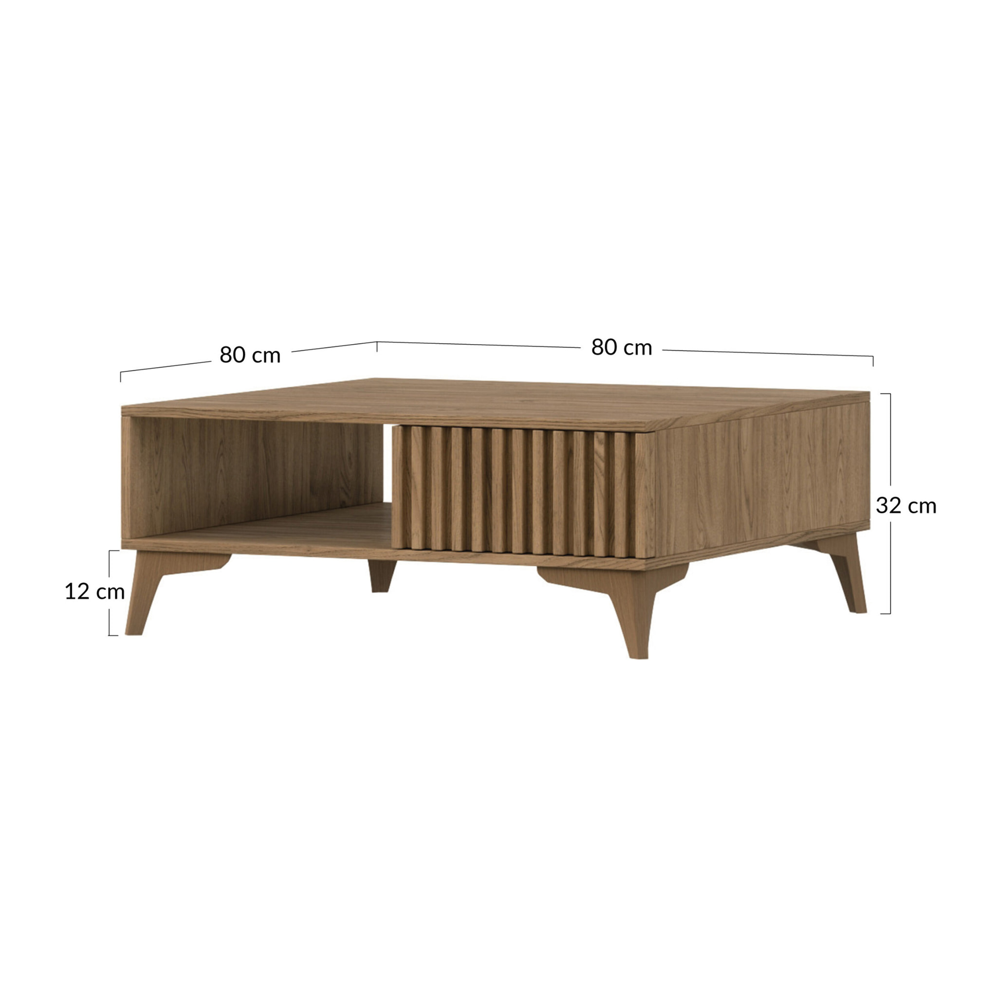 Portmore - table basse - effet bois - 1 tiroir et 1 niche - 80 cm - Bois