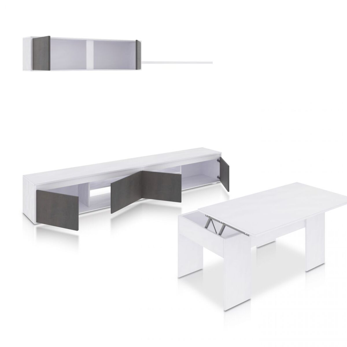 Pack salón con mesa de centro Arlet Plus V2 Blanco Artik (Blanco Mate) - Óxido