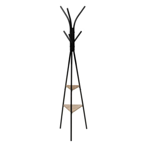 Porte manteau 6 crochets metal/bois noir "Aliaj"