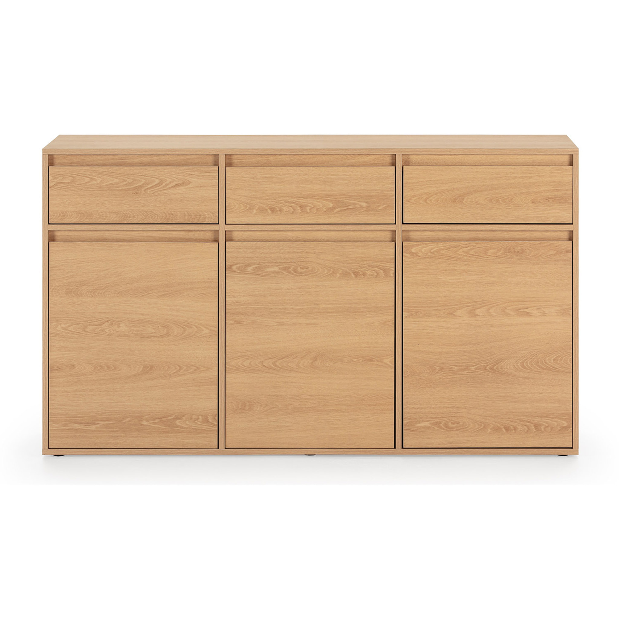 Aparador Tori 3 Puertas 3 cajones, Color Roble, 140 cm